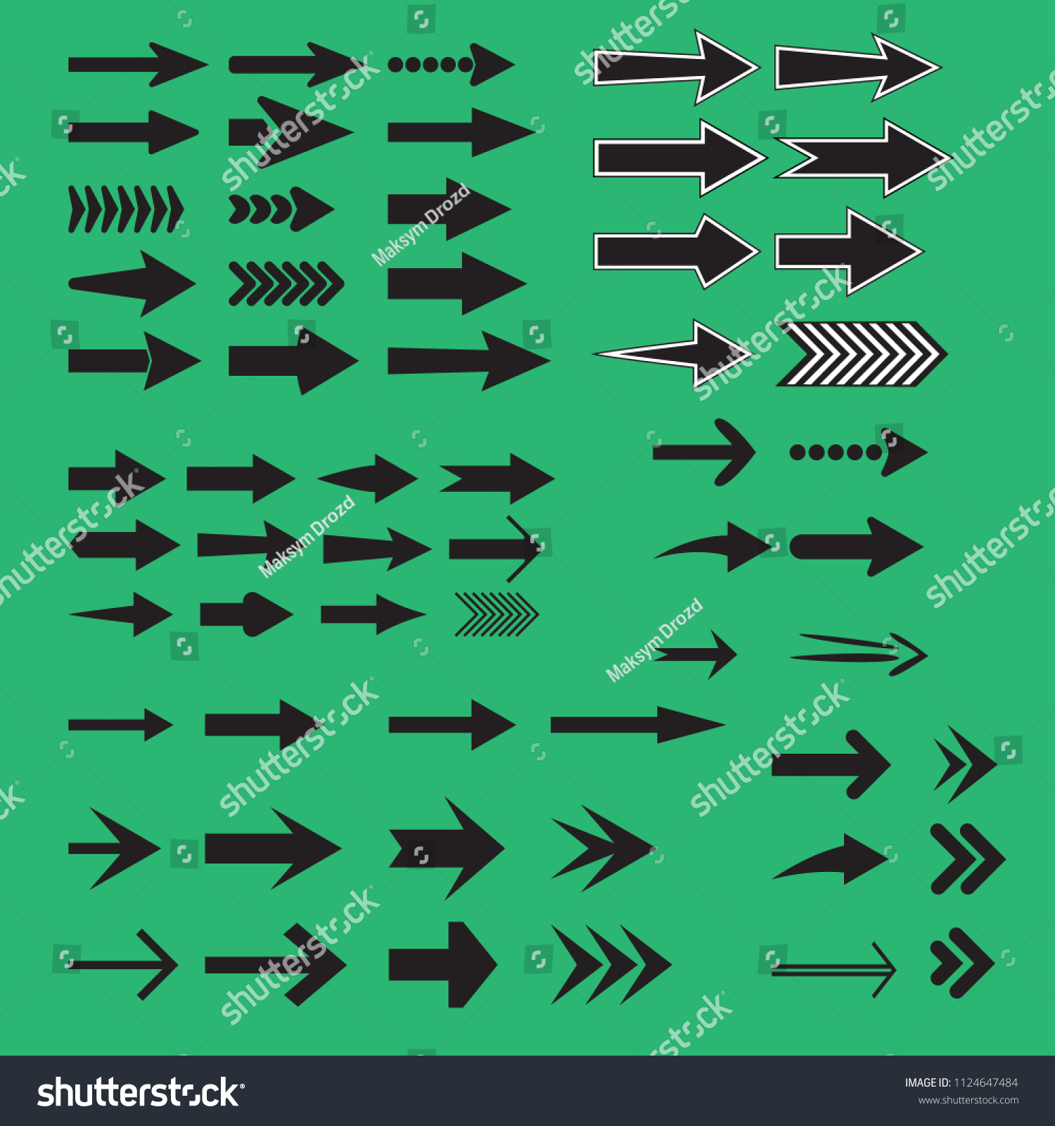 Black Arrow Icons Set Different Shape Stock Vector Royalty Free 1124647484 Shutterstock 4356