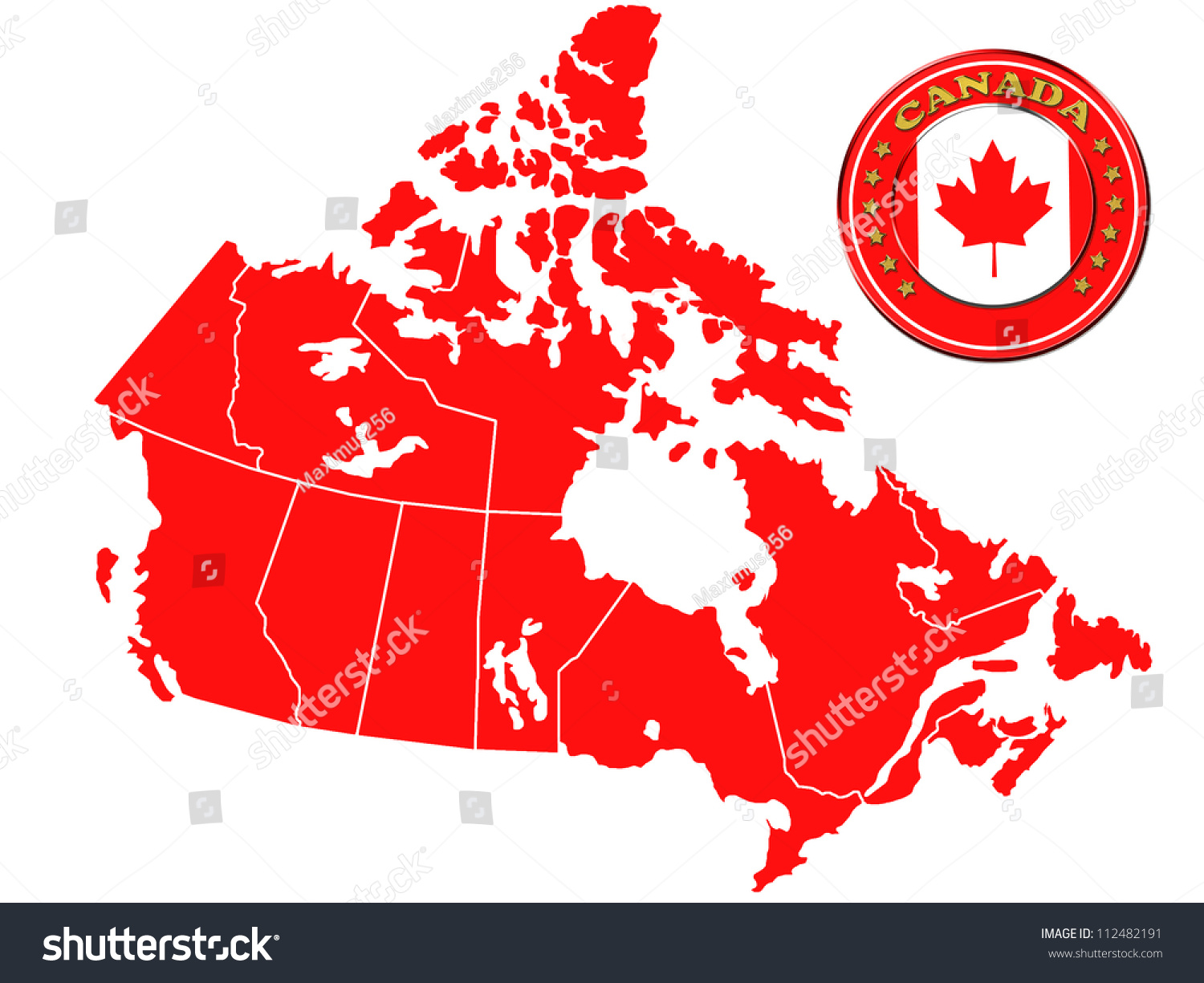 Red Map Canada Stock Illustration 112482191 | Shutterstock