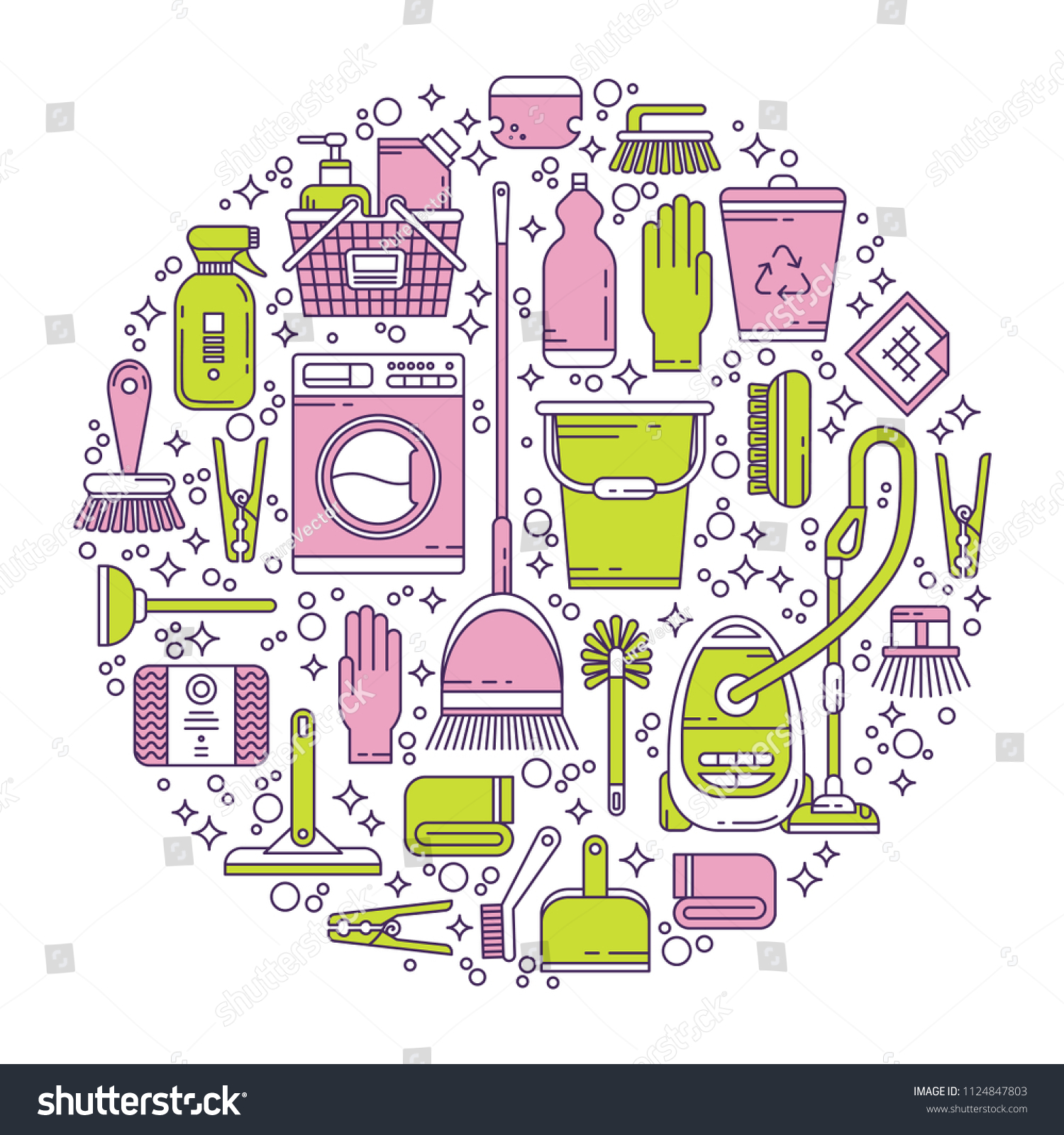 Circle Vector Concept House Cleaning Tools Stock Vector (royalty Free 