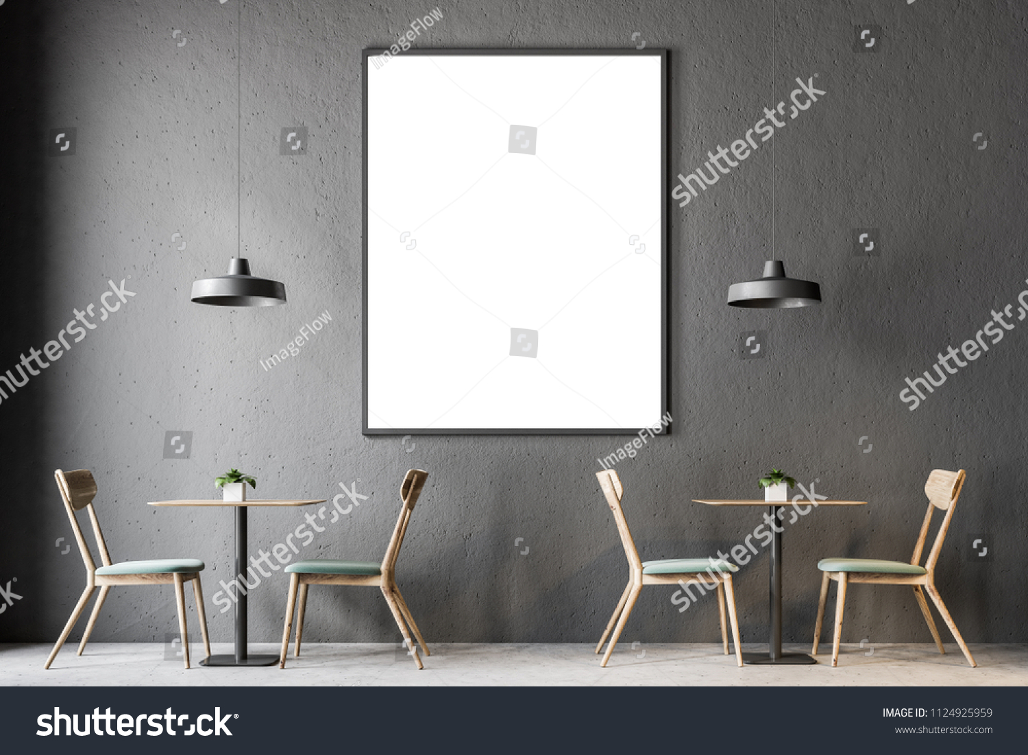 Dark Gray Wall Cafe Interior Concrete Stock Illustration 1124925959 ...