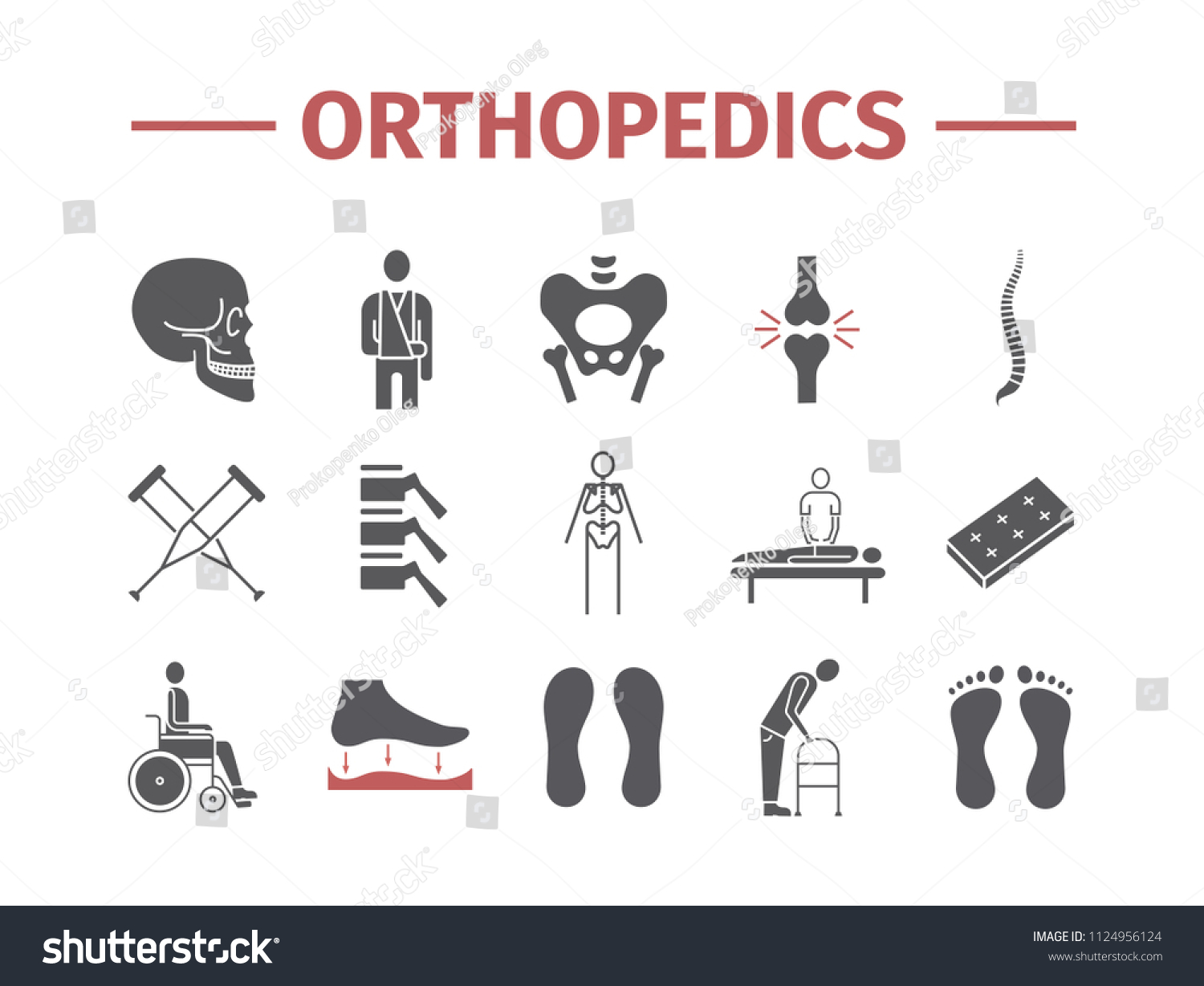 Orthopedic Trauma Rehabilitation Flat Icons Vector Stock Vector ...