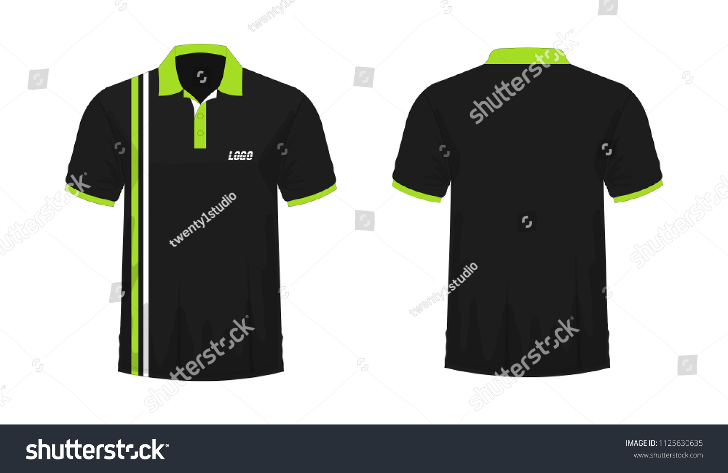 Tshirt Polo Green Black Template Design Stock Vector (Royalty Free ...