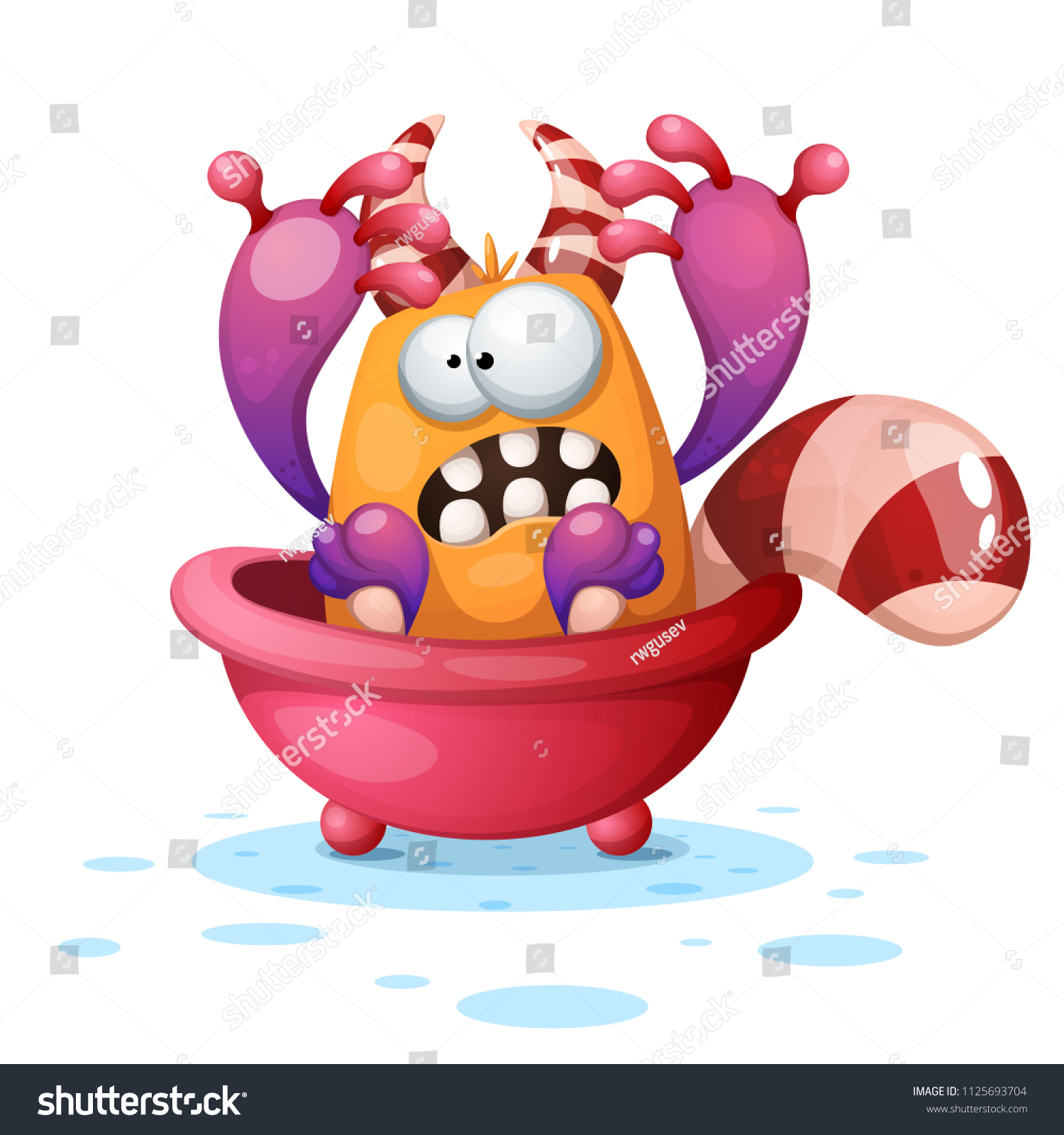 Cute Funny Monster Bathroom Cartoon Illustration Stock Vector (Royalty ...