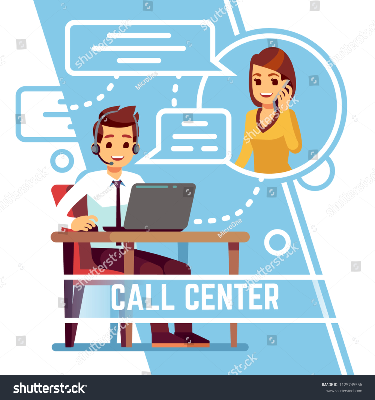 Operator Man Talking Happy Smiling Client Stock Vector (Royalty Free ...