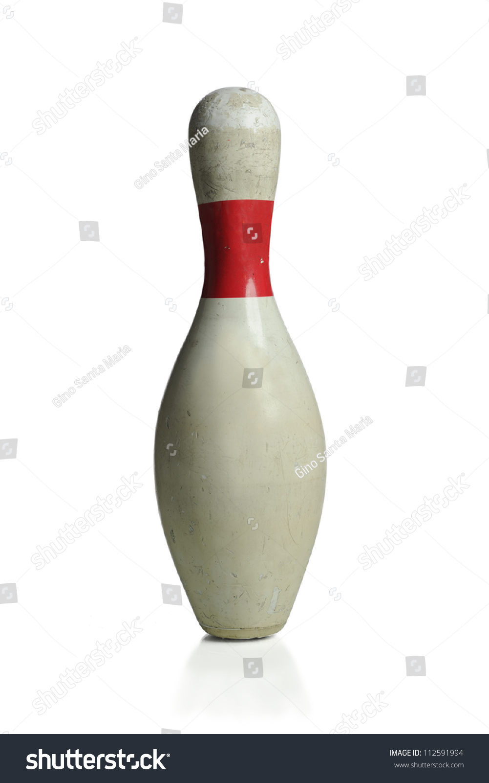 Vintage White Bowling Pin Isolated Over Stock Photo 112591994 ...