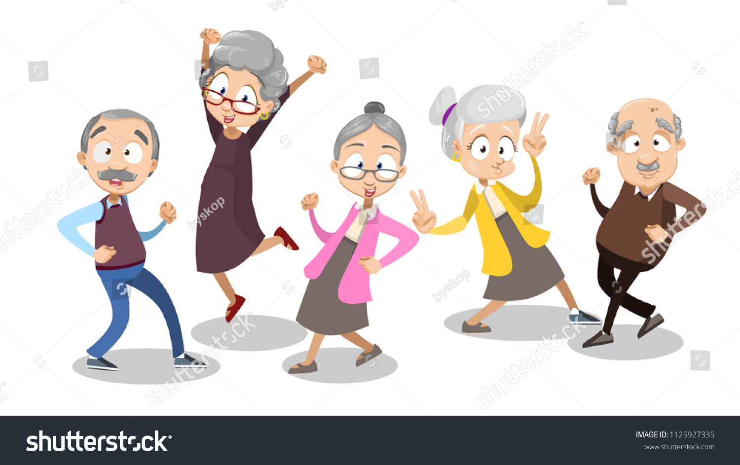 Vector Cartoon Illustration Group Aged Old Stock Vector (Royalty Free ...