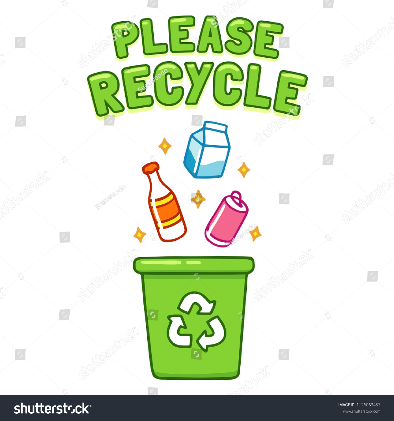 Cute Cartoon Please Recycle Poster Throwing Stock Vector (Royalty Free ...