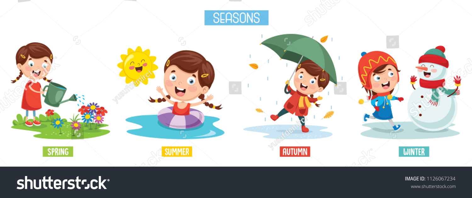 Vector Illustration Seasons Stock Vector (Royalty Free) 1126067234 ...