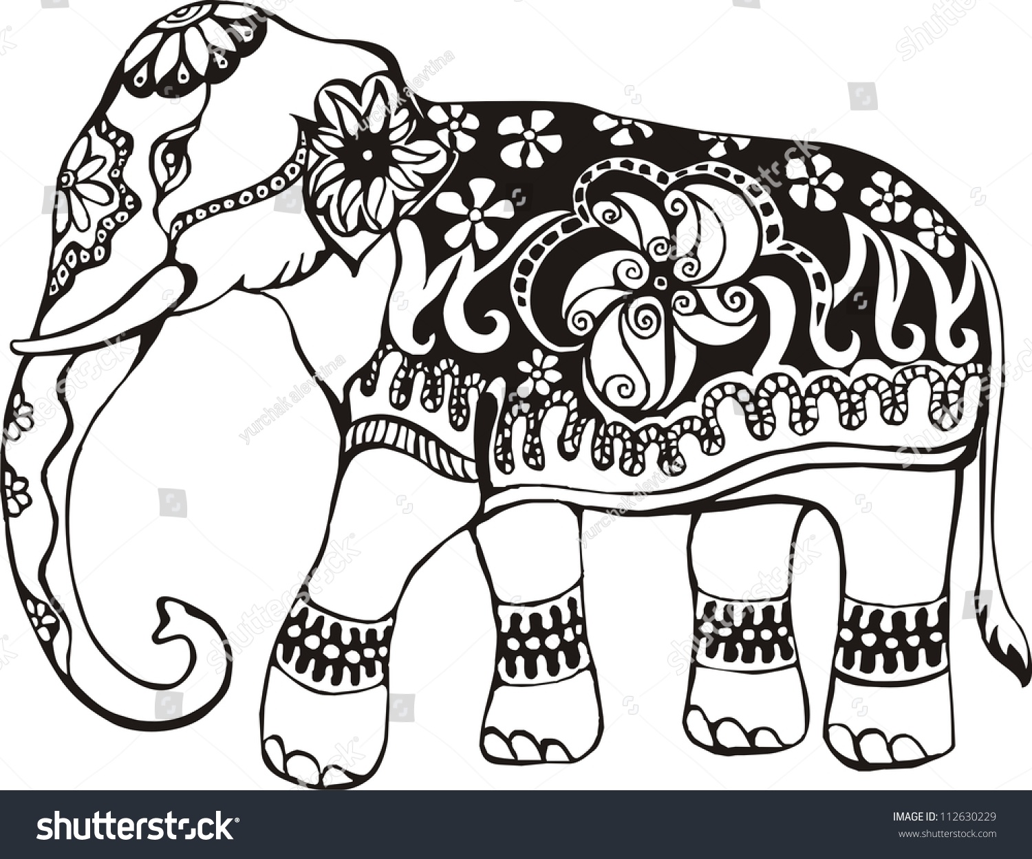Индийский слон трафарет