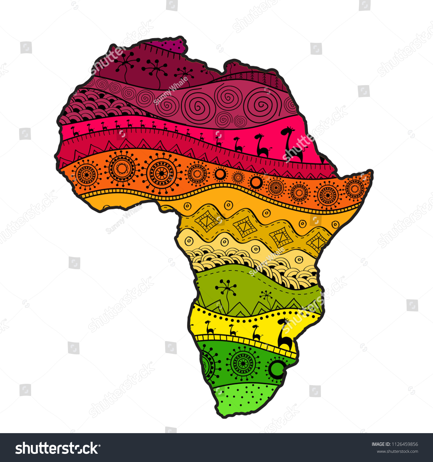 Textured Vector Map Africa Handdrawn Ethno Stock Vector (royalty Free 