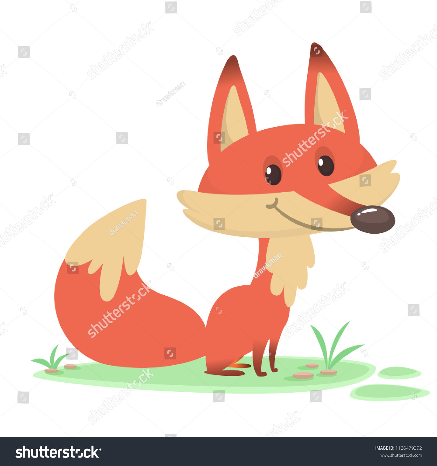 Cartoon Red Fox Vector Illustration Red Stock Vector (Royalty Free ...