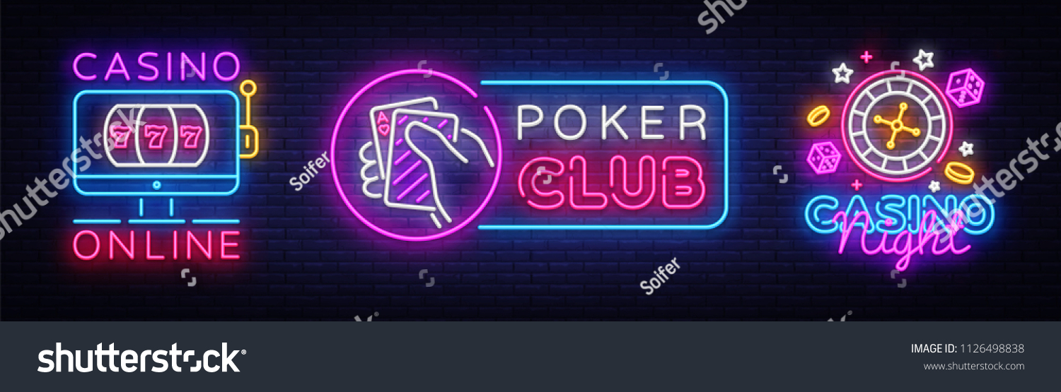 Casino Neon Logos Collection Vector Poker Stock Vector (Royalty Free ...