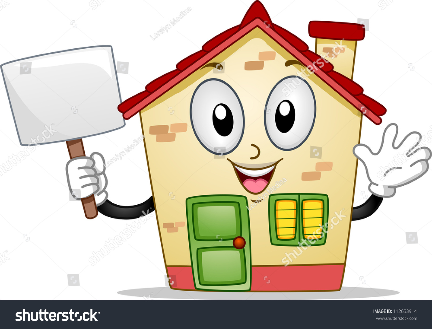 Mascot Illustration House Holding Blank Board Stock Vector (Royalty ...