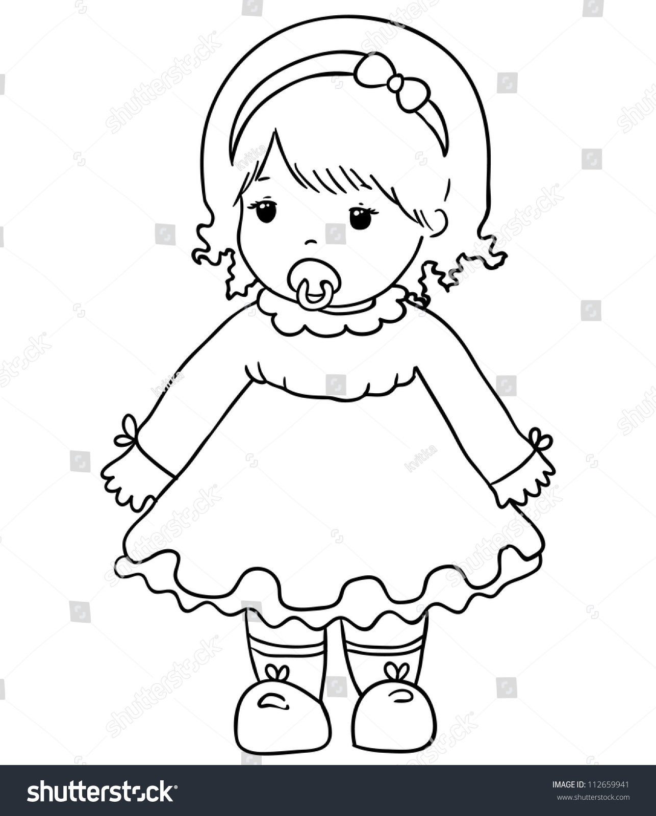 Кукла в платье раскраска для малышей