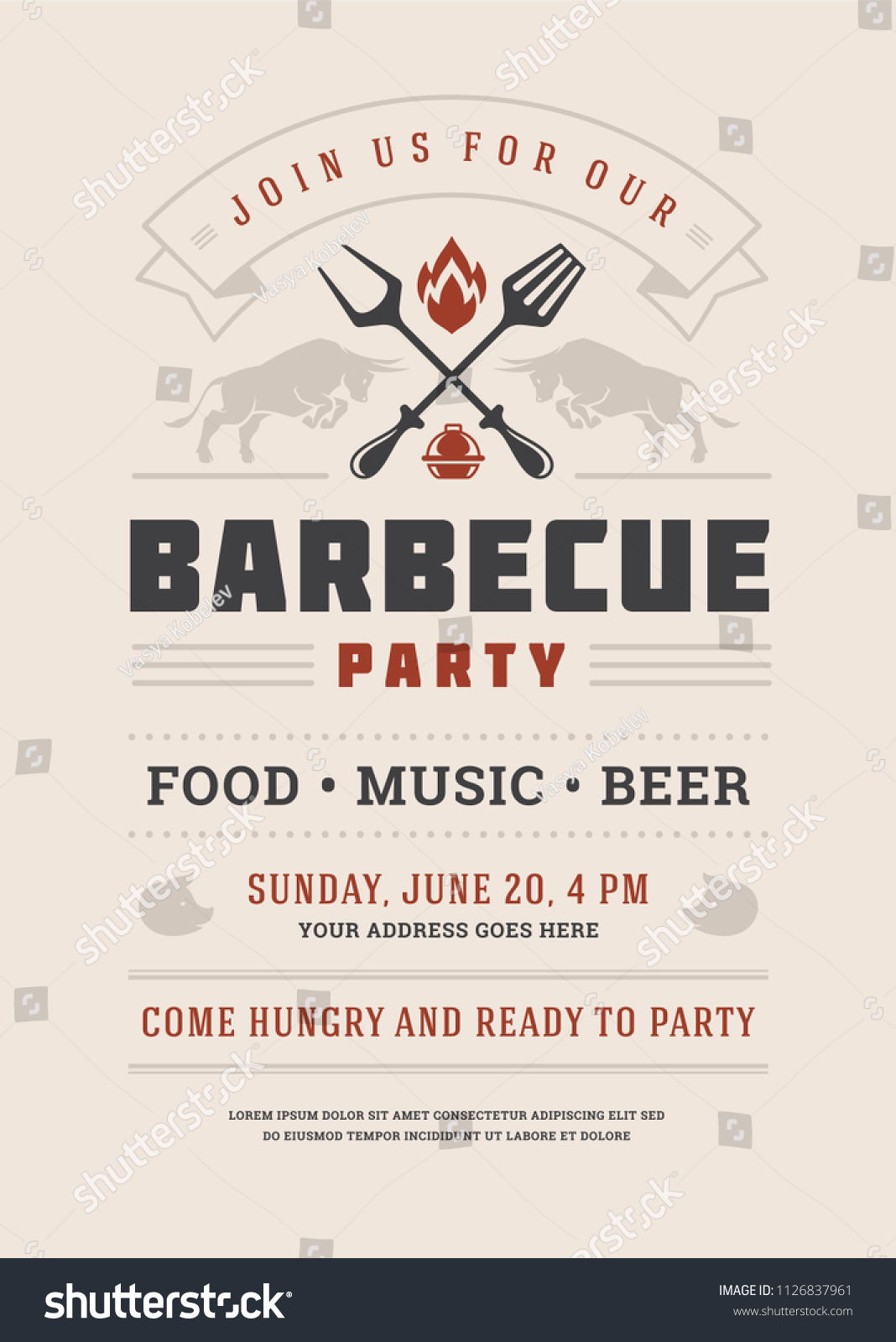 Barbecue Party Vector Flyer Poster Design Stock Vector (Royalty Free ...