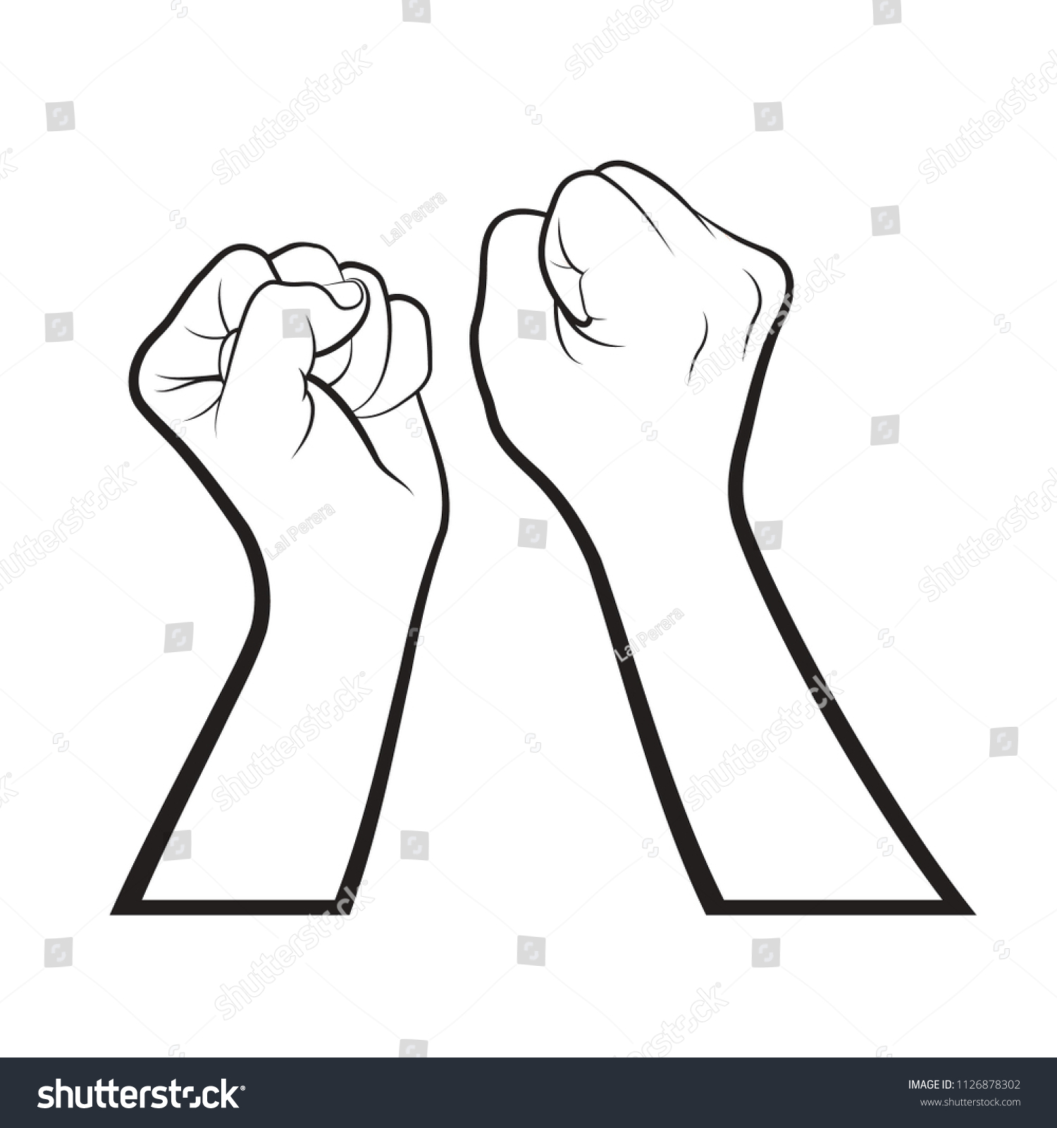 Black Outline Hands Showing Strength Vector Stock Vector (Royalty Free ...