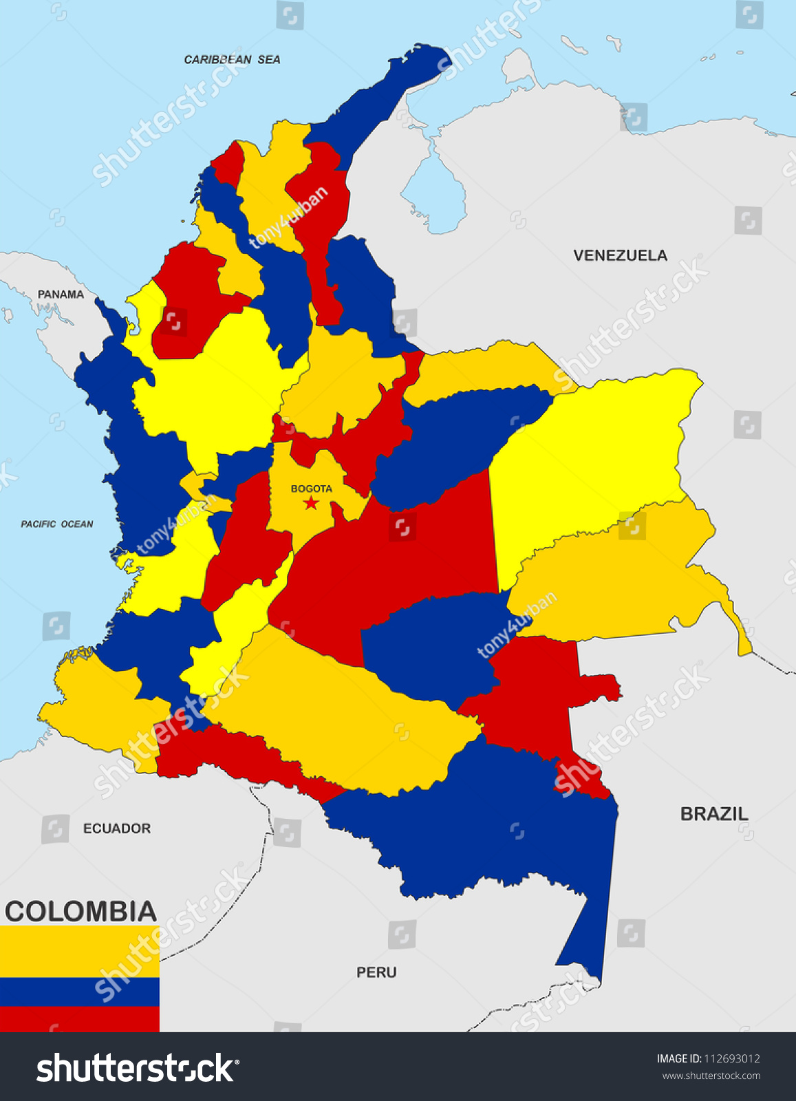 Very Big Size Colombia Political Map Stock Illustration 112693012