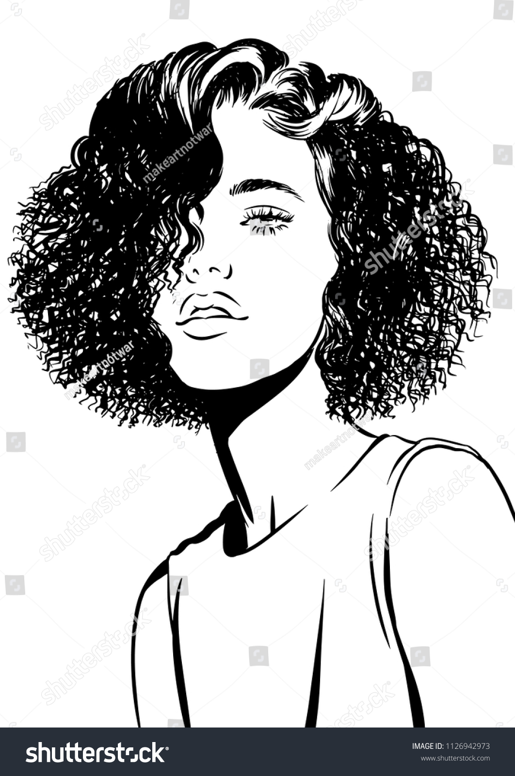 Woman Small Curly Hairstyles Stock Vector (royalty Free) 1126942973 