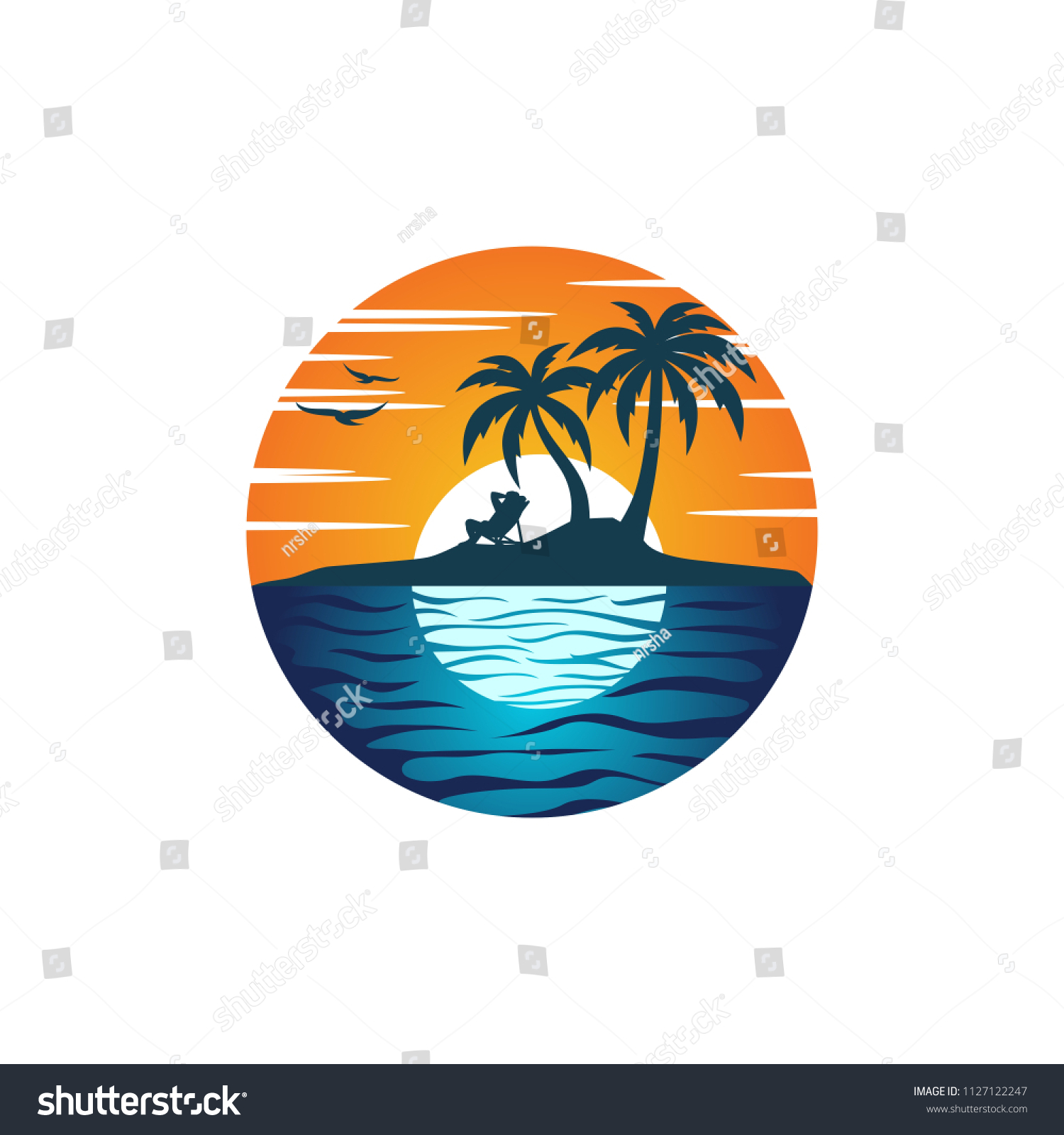 Beach Logo Vector Stock Vector (Royalty Free) 1127122247 | Shutterstock