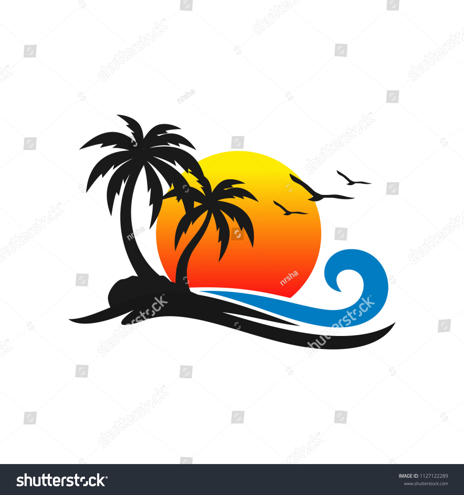 Beach Logo Vector Stock Vector (Royalty Free) 1127122289 | Shutterstock