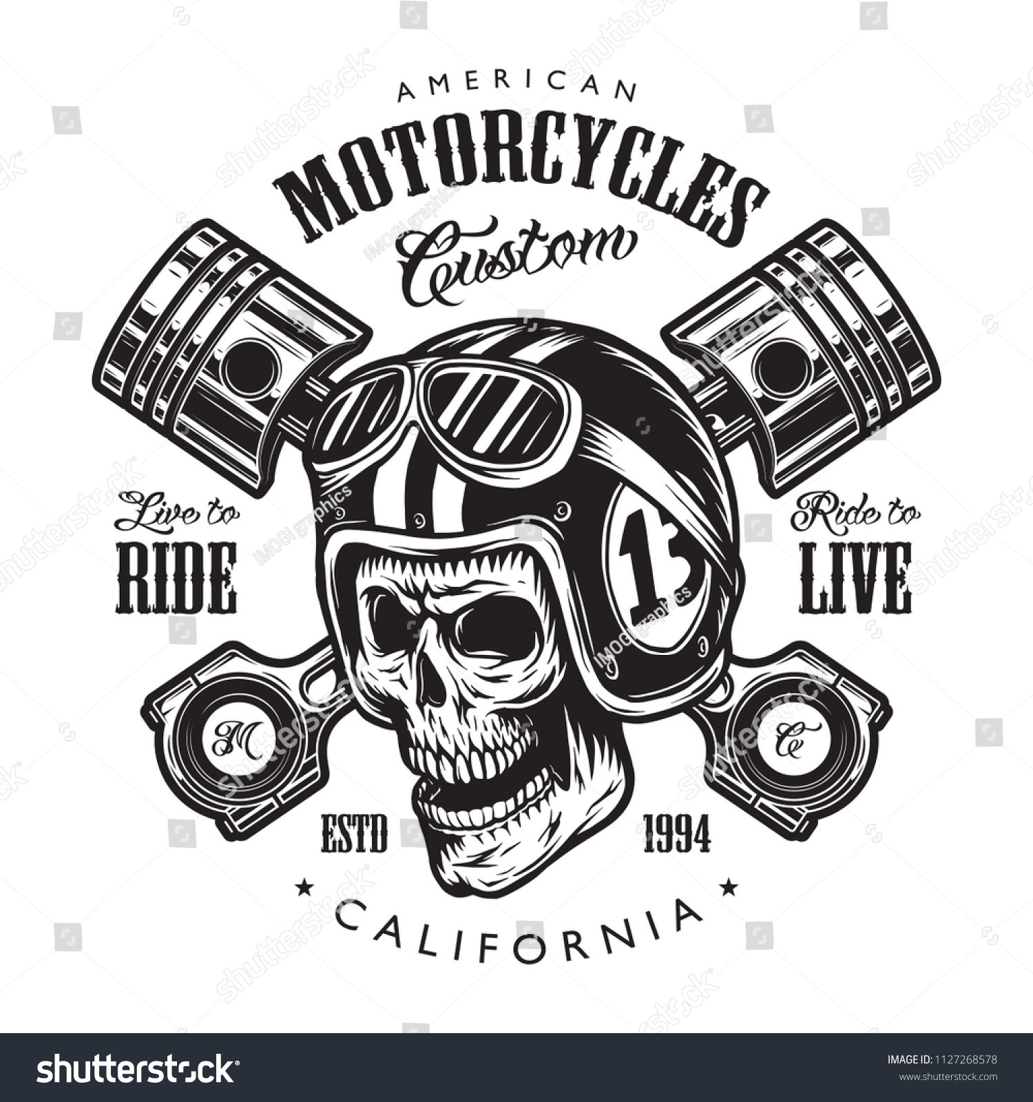 Vintage Motorcycle Logo Template Skull Racer Stock Vector (Royalty Free ...