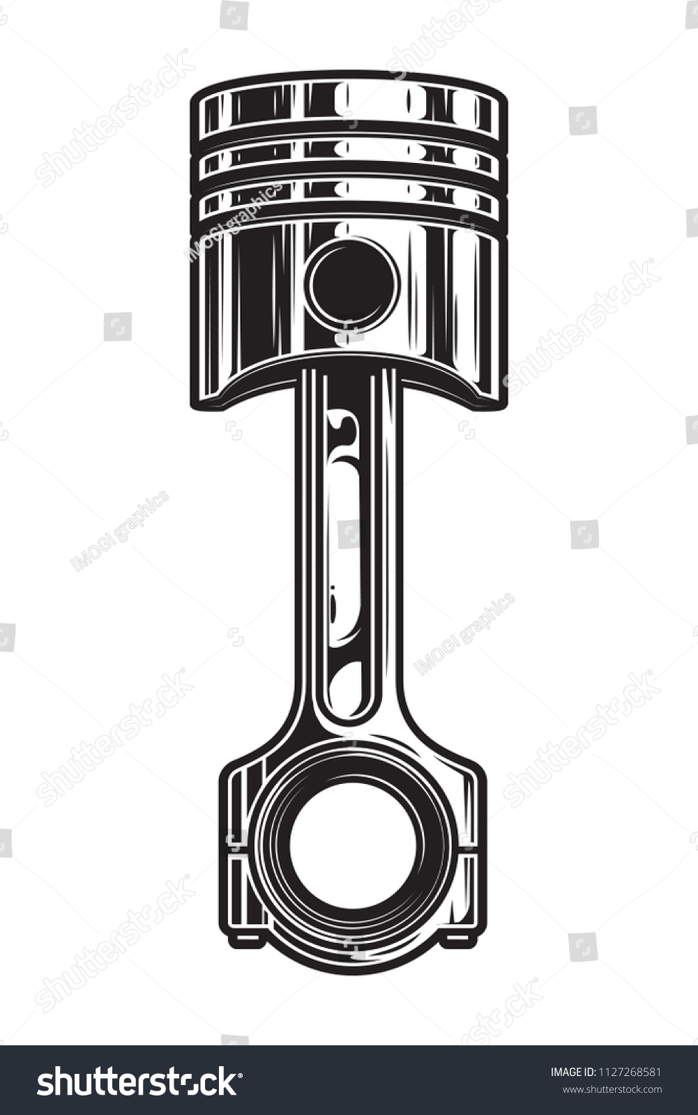 Vintage Car Engine Piston Template Monochrome Stock Vector (Royalty ...