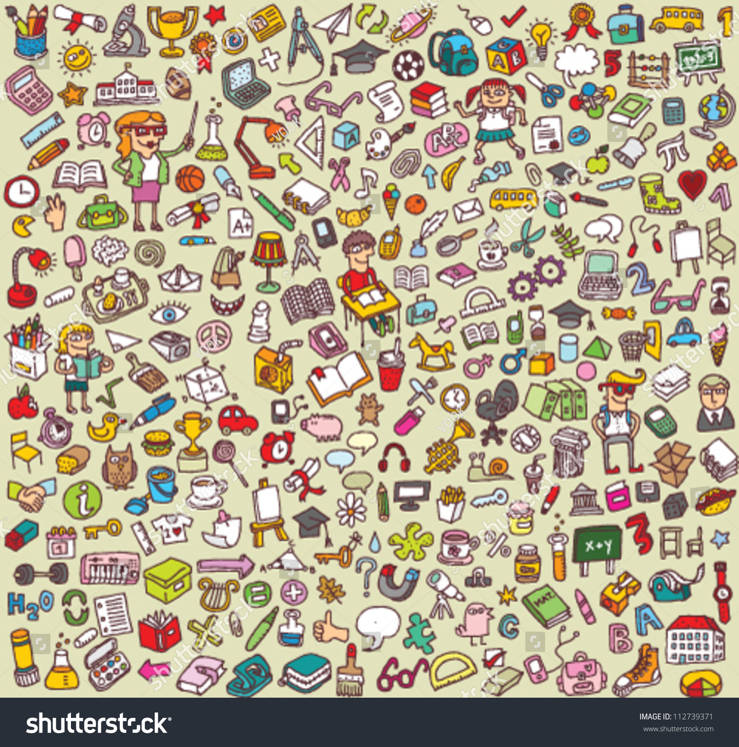 Big School Icons Collection Objects Icons Stock Vector (Royalty Free ...