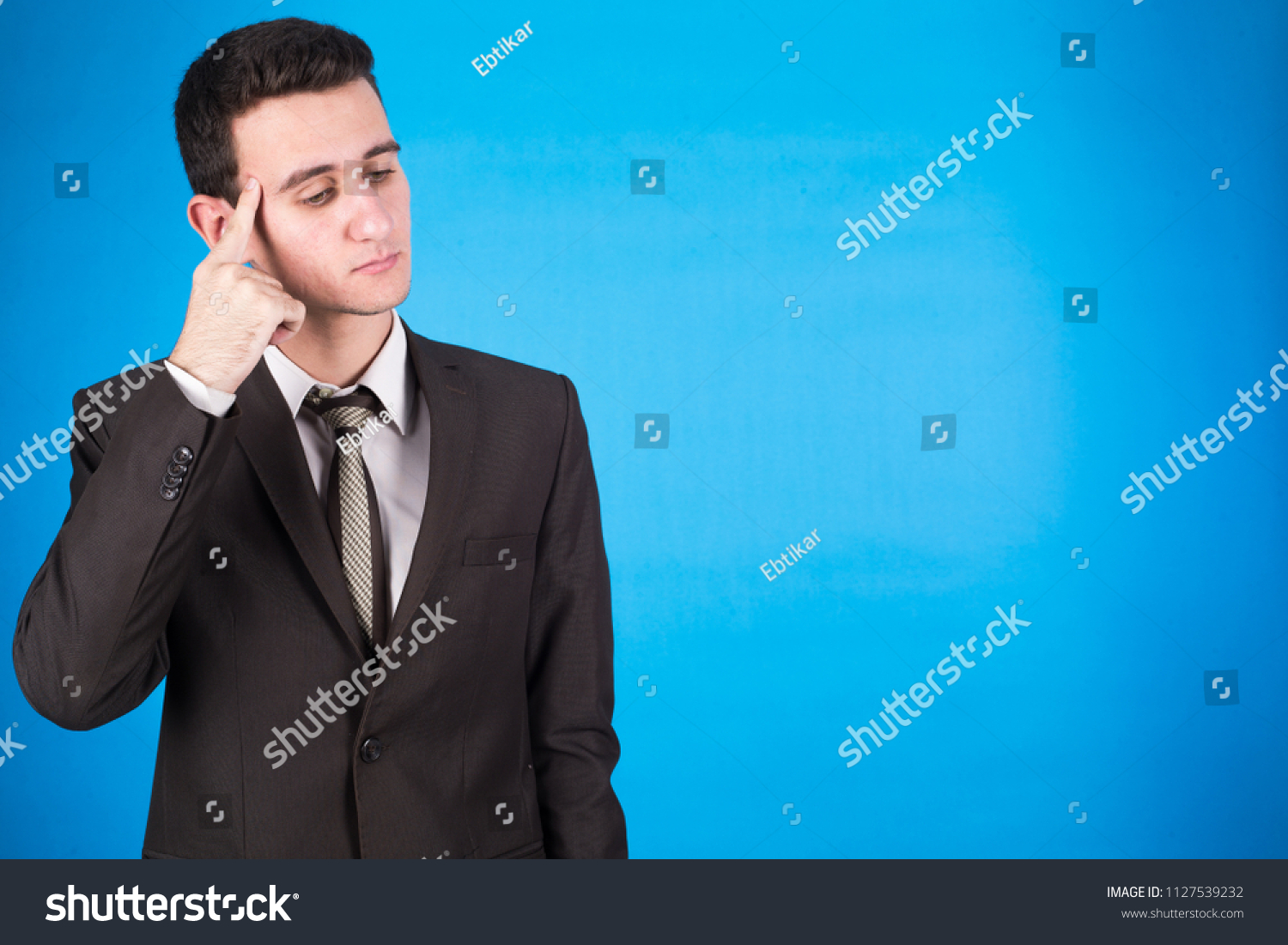 Handsome Businessman Wearing Suit Standing Thinking Stock Photo 