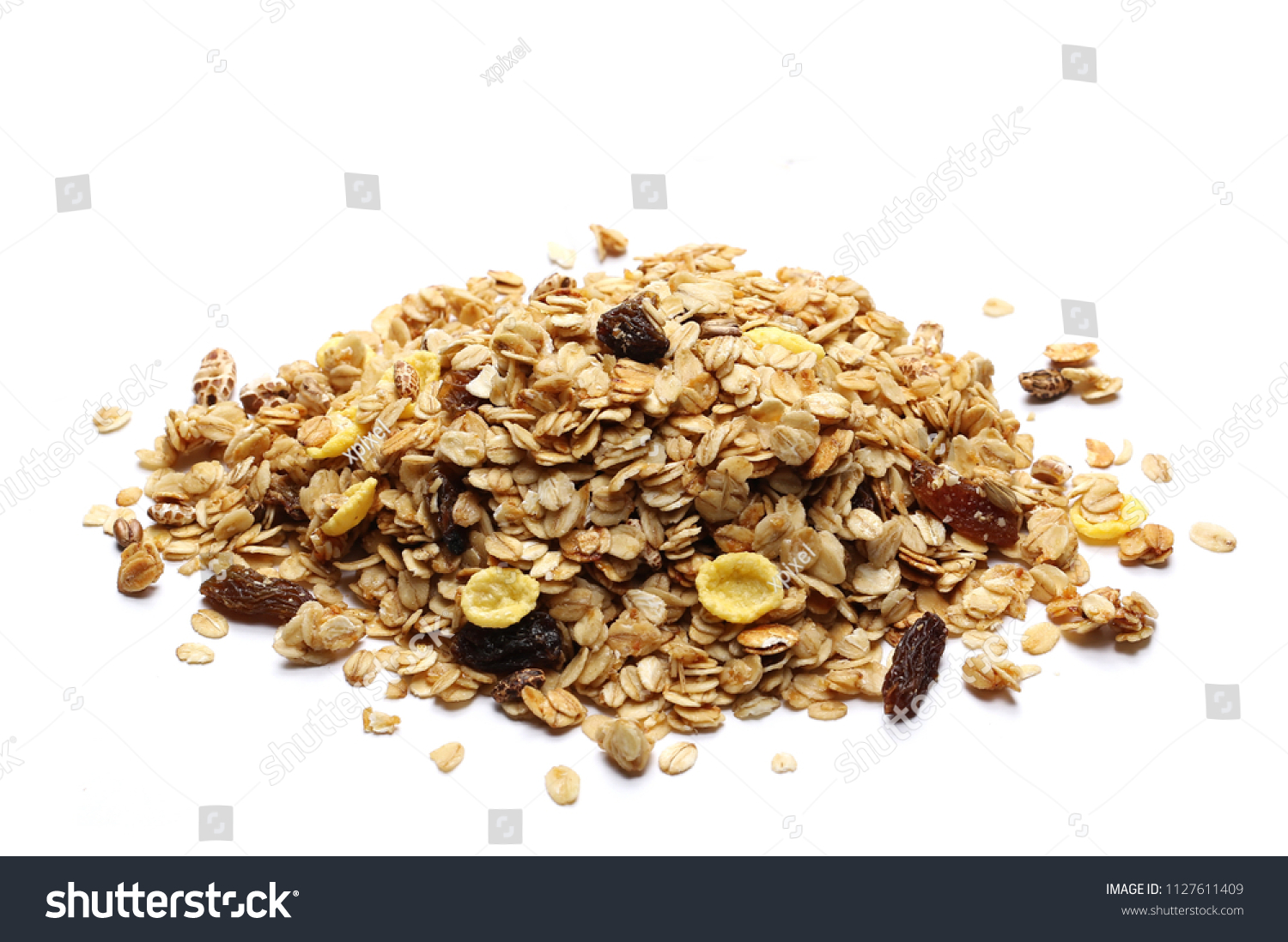 Crunchy Granola Muesli Pile Isolated On Stock Photo 1127611409 ...