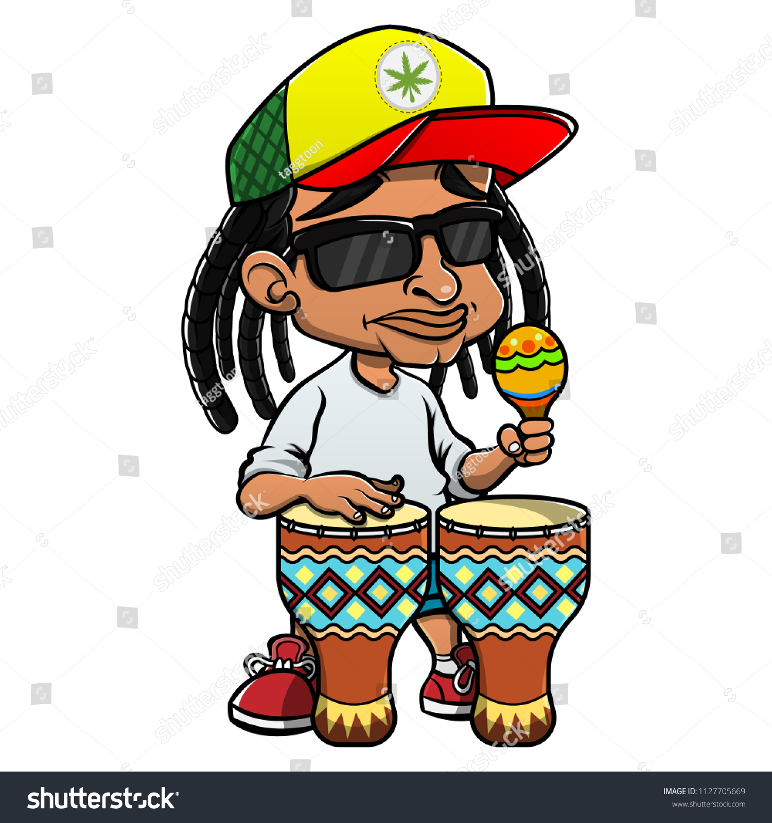 Street Musicians Playing Reggae Music Maracas Stock Vector (Royalty ...