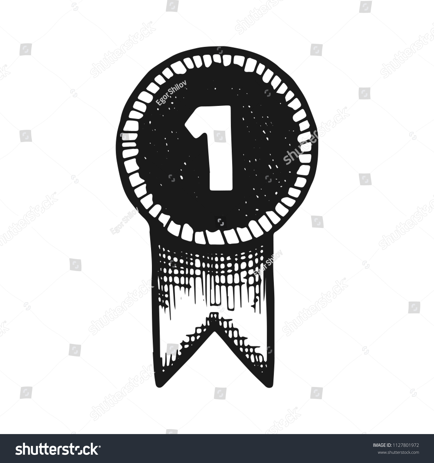 Medal First Place Ribbon Vector Sketch Stock Vector (Royalty Free ...