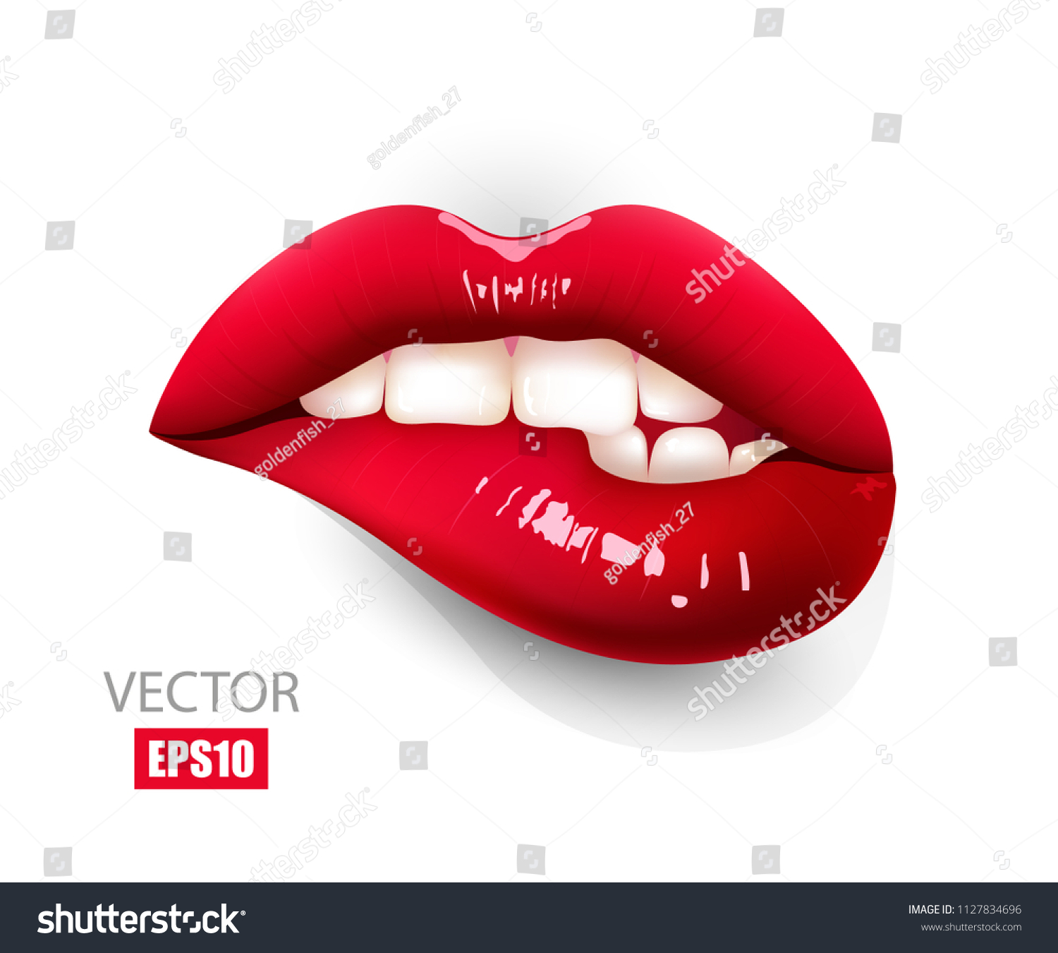 Sexy Red Lips Bite Ones Lip Stock Vector Royalty Free 1127834696 Shutterstock 6832