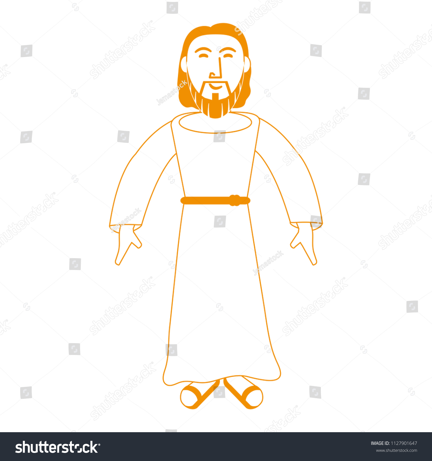 Jesuschrist Cartoon Isolated Yellow Lines Stock Vector (Royalty Free ...