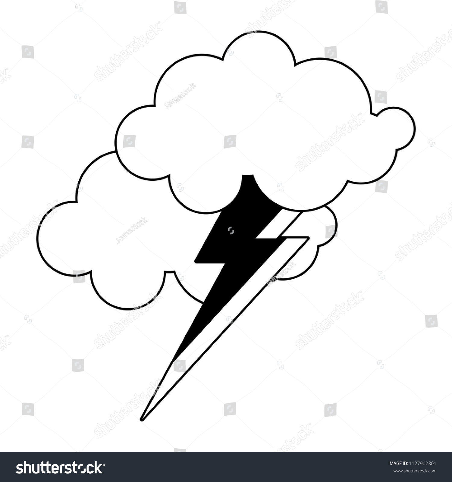 Rainy Weather Symbol Black White Stock Vector (Royalty Free) 1127902301 ...