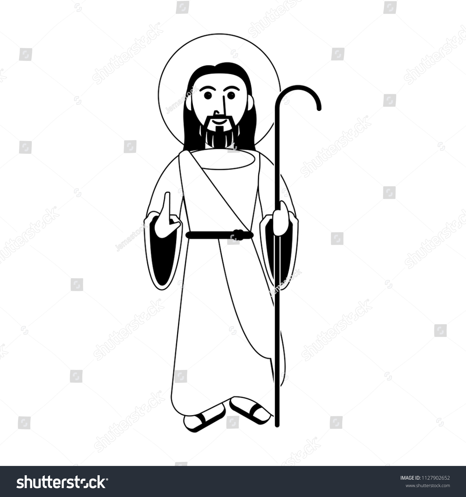 Jesuschrist Stick Cartoon Black White Stock Vector (Royalty Free ...