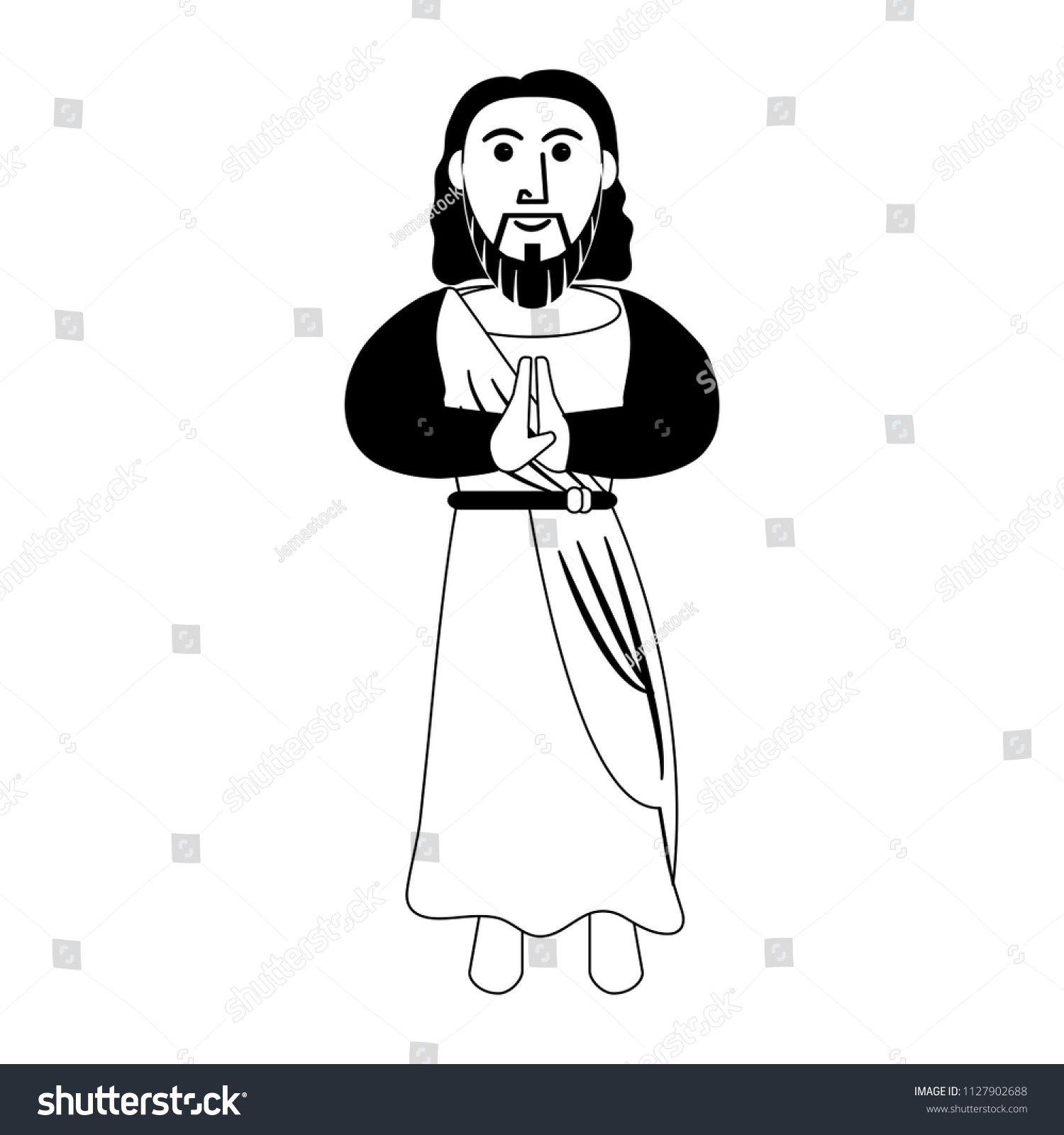 Jesuschrist Cartoon Isolated Black White Stock Vector (royalty Free 