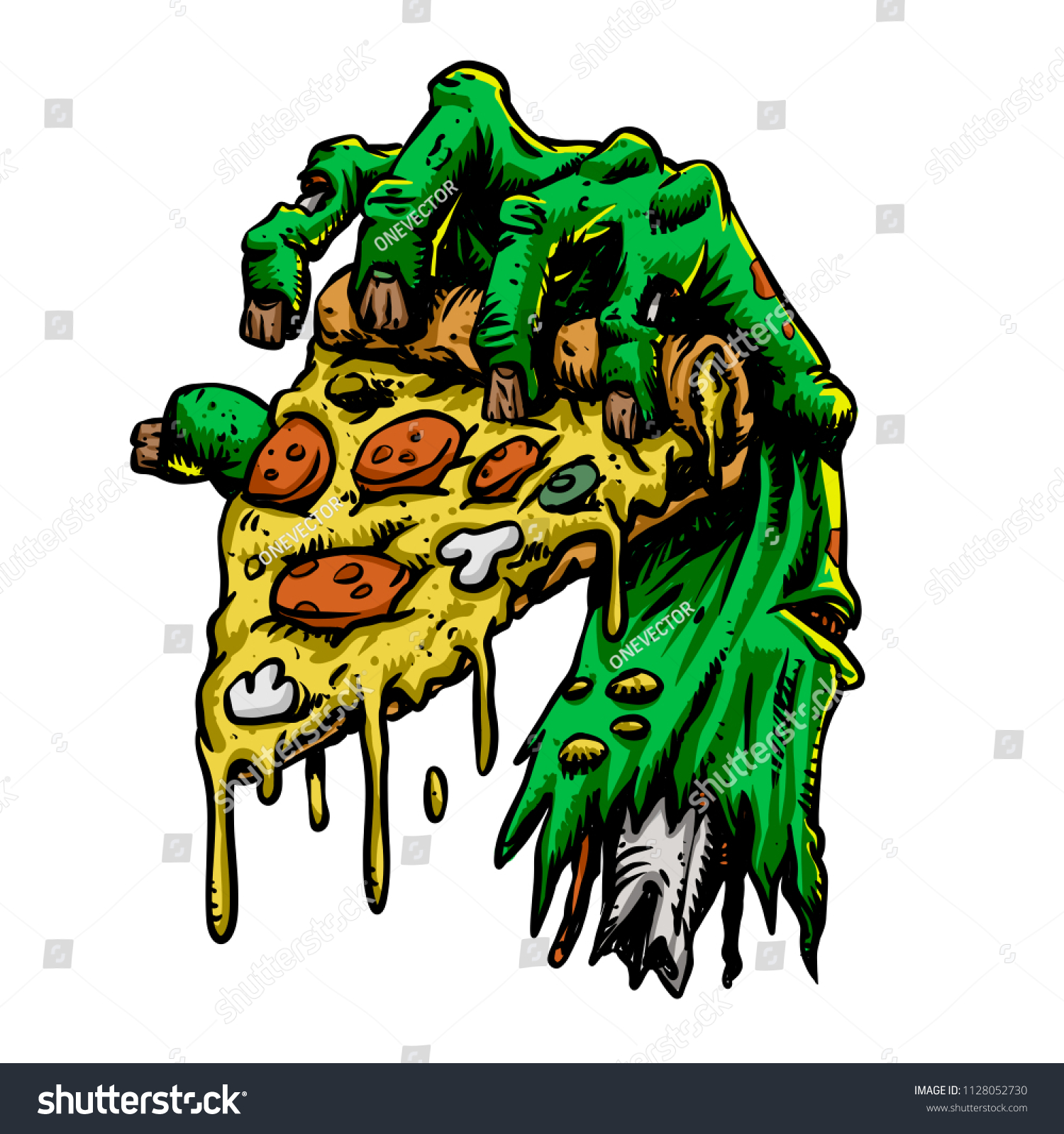 Zombie Hand Pizza Stock Vector (Royalty Free) 1128052730 | Shutterstock