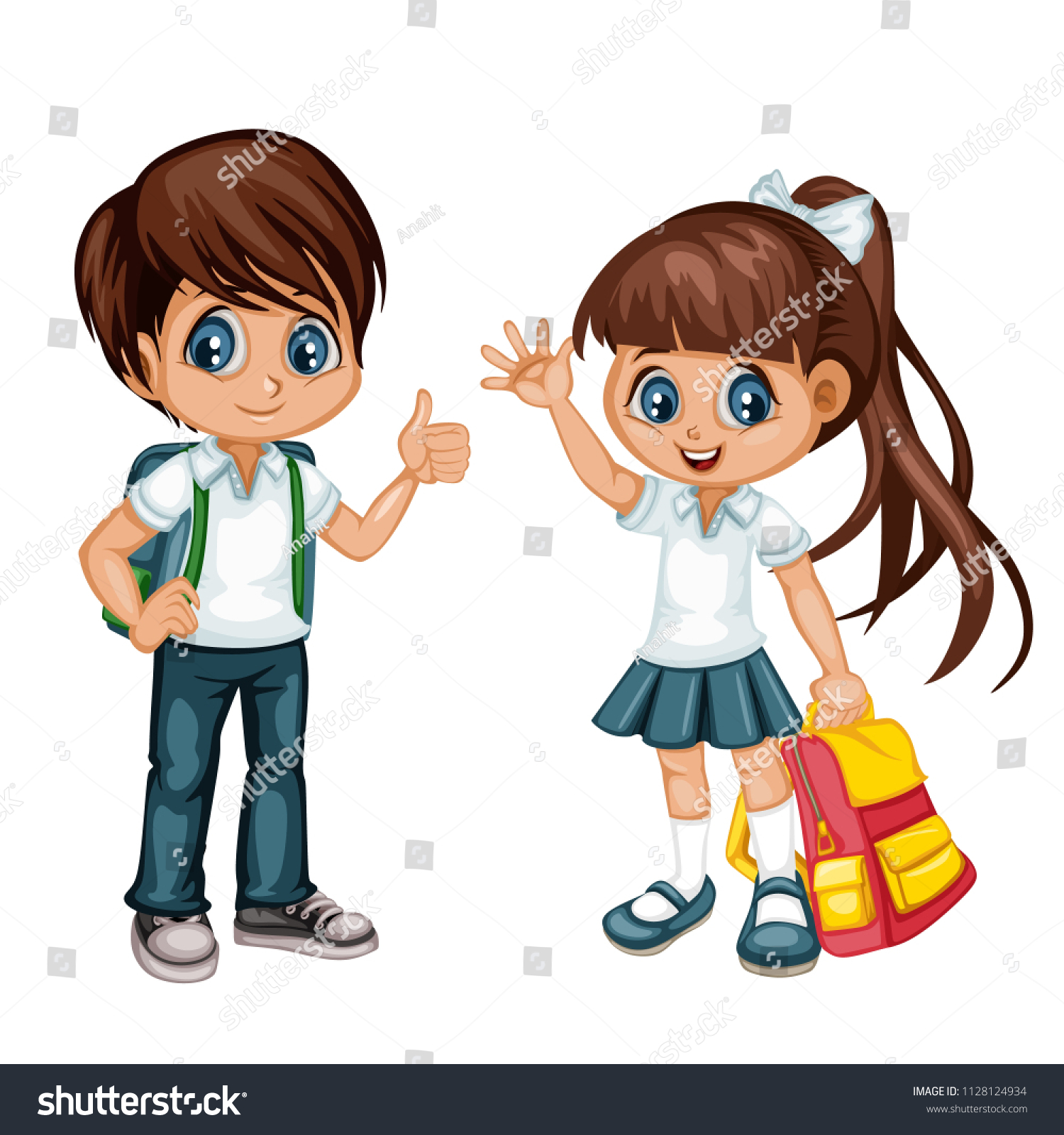 Cartoon Vector Illustration School Boy Girl Stock Vector (royalty Free 