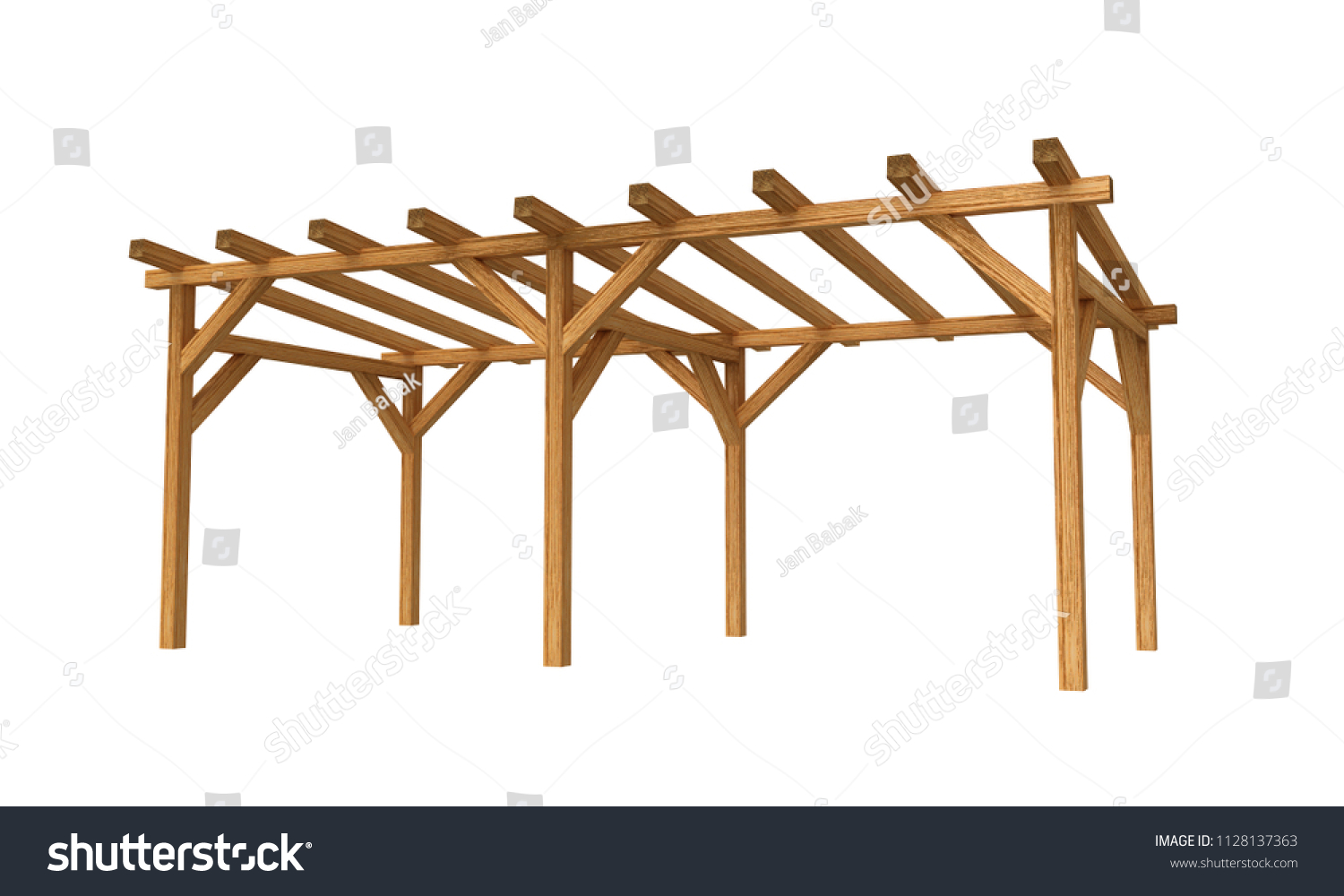 3d Realistic Render Pergola Wood Construction Stock Illustration ...