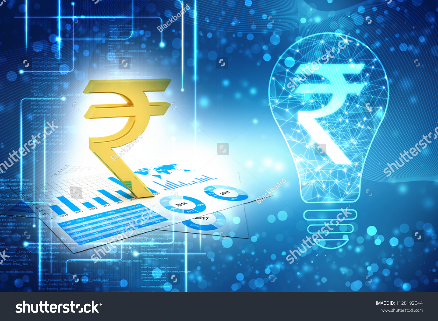 Business Graph Rupee Sign Indian Rupee Stock Illustration 1128192044 ...