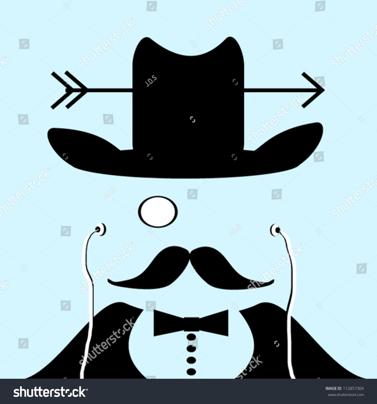 Gentleman Monocle Arrow Through Cowboy Hat Stock Vector (Royalty Free ...