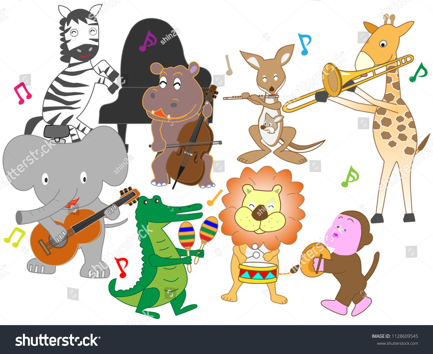 Animals Playing Instruments Singing Songs Stock Vector (Royalty Free ...