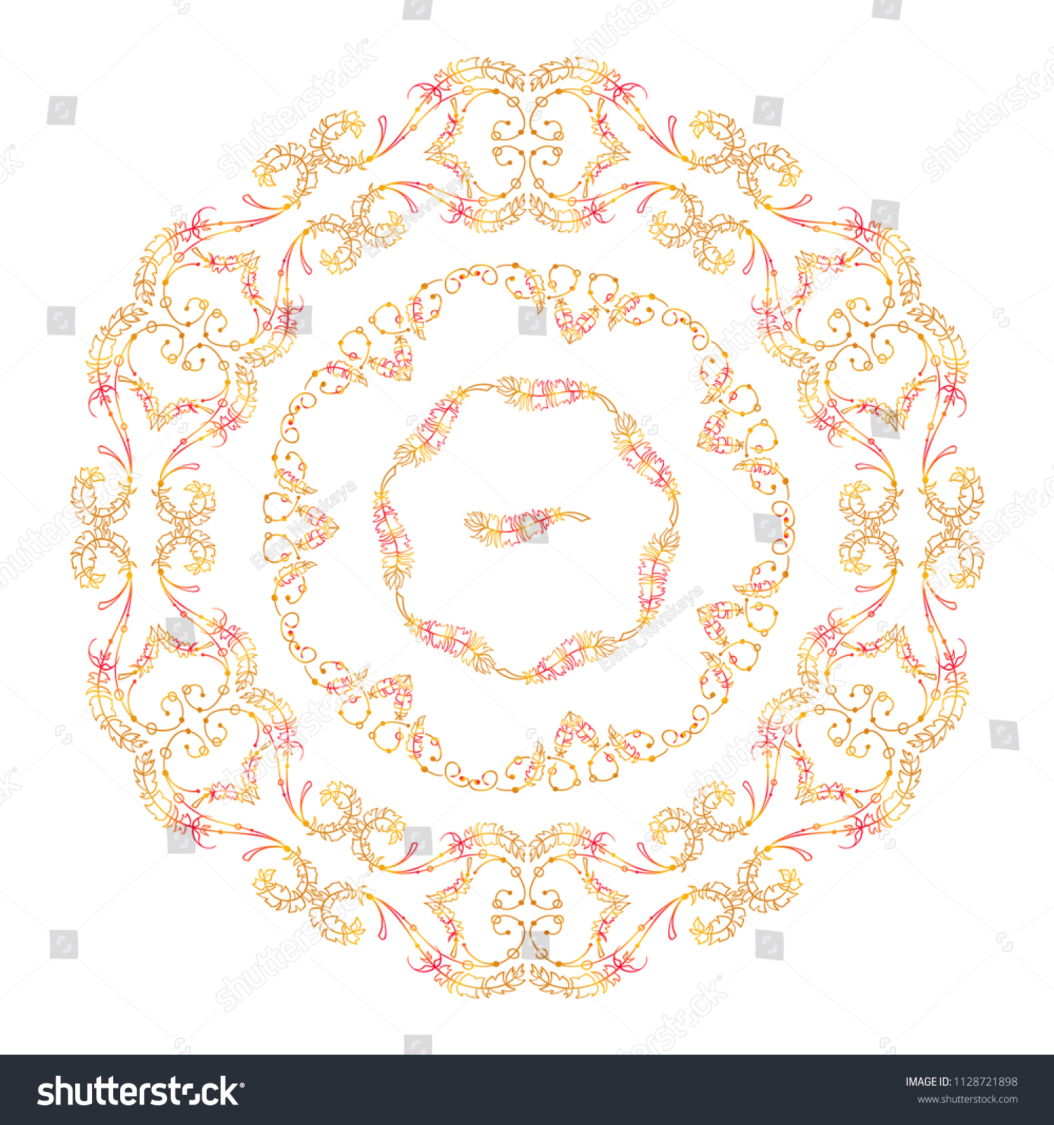 Vector Set Round Tribal Frames Doodle Stock Vector Royalty Free   Stock Vector Vector Set Of Round Tribal Frames Doodle Style Illustration Of Ethnic Feathers Dreamcatchers 1128721898 