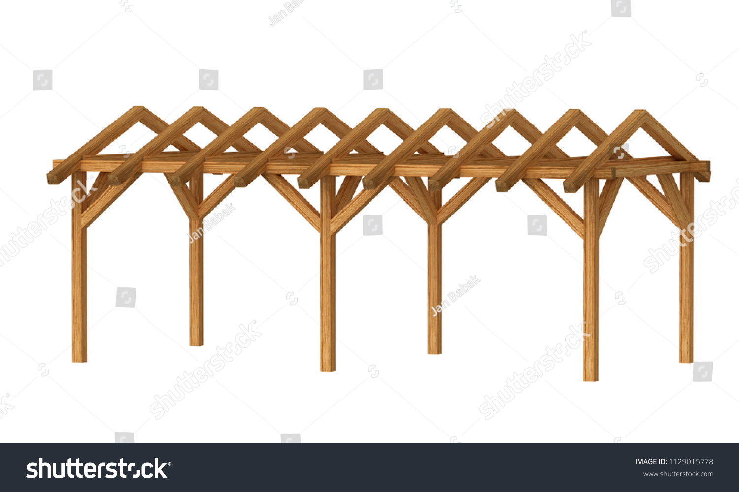 3d Realistic Render Pergola Wood Construction Stock Illustration ...