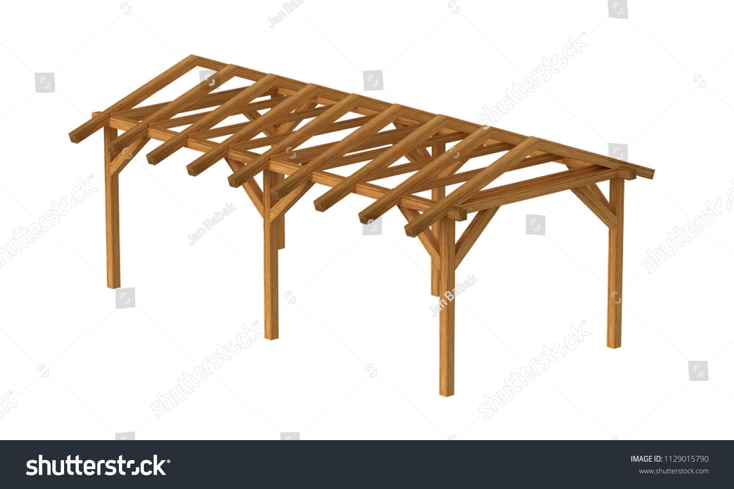 3d Realistic Render Pergola Wood Construction Stock Illustration ...