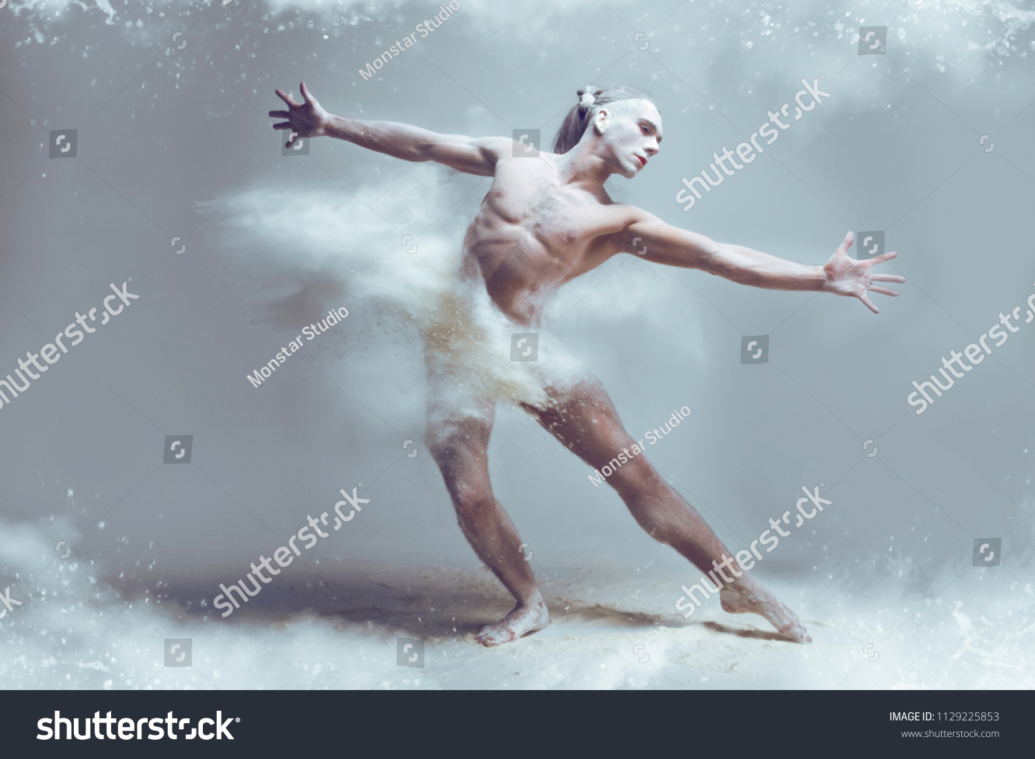 Dancing Flour Concept Naked Muscle Man Stock Photo Shutterstock