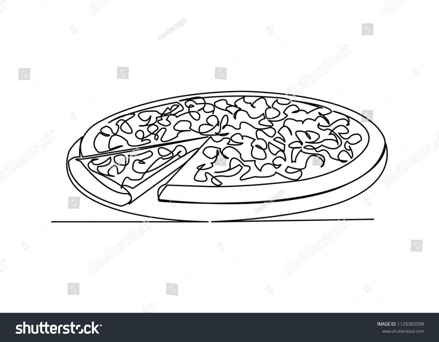 Continuous Single Drawn One Line Pizza Stock Vector (Royalty Free ...