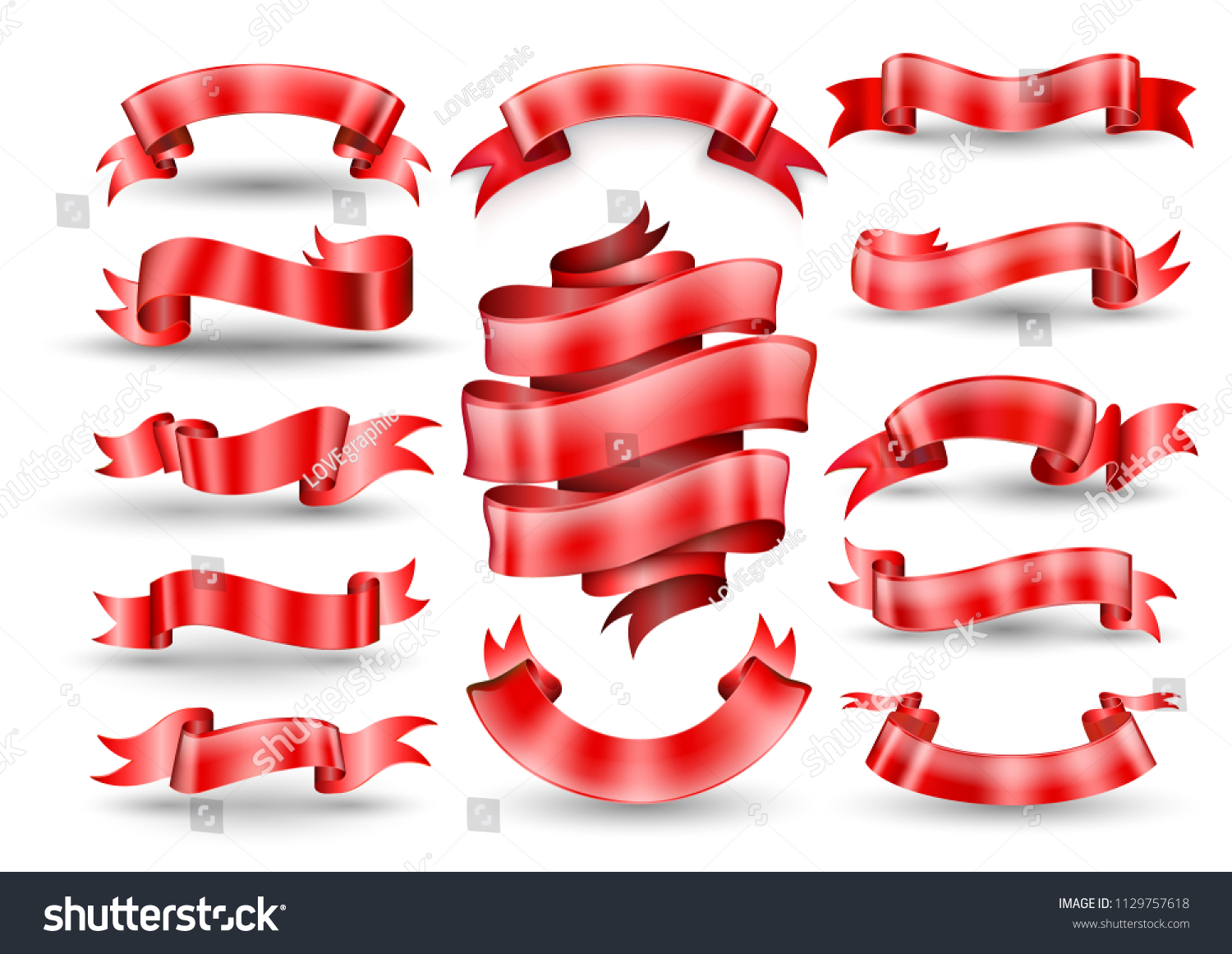 Red Ribbon Banners Collection Vector Illustration: เวกเตอร์สต็อก (ปลอด ...