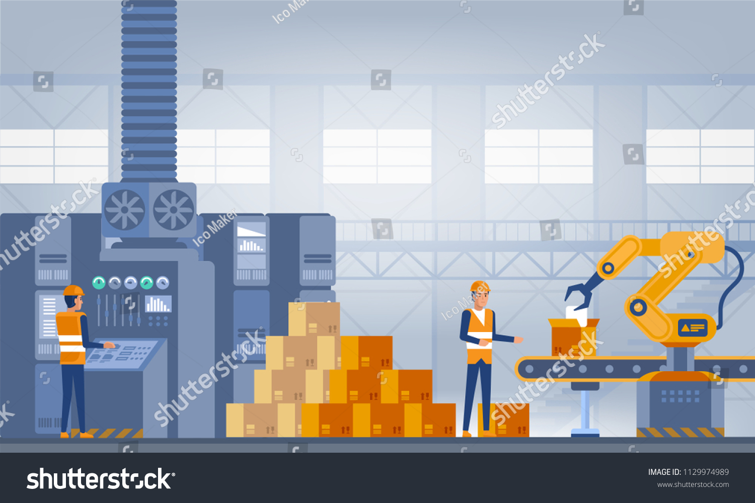 Industry 40 Smart Factory Concept Workers Stock Vector (Royalty Free ...