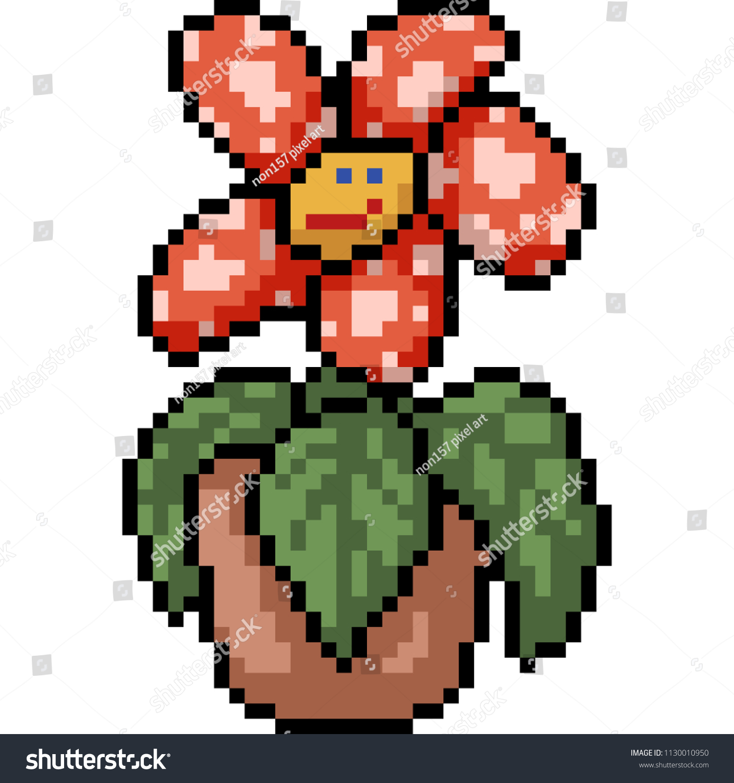 Vector Pixel Art Flower Character Isolated Stock Vector (Royalty Free ...